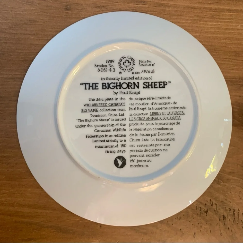 The Big Horn Sheep Decorative Plate by Paul Krapf from Dominion China Ltd.